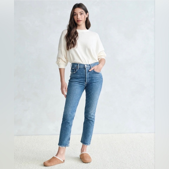 AGOLDE Riley High Rise Straight Crop Jeans • Silence • Size 30 • New with Tags✨ - Picture 1 of 5